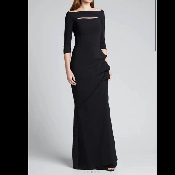 NWT Chiara Boni La Petite Robe Kate Slit-Detail Boatneck Gown $995 - Picture 3 of 11